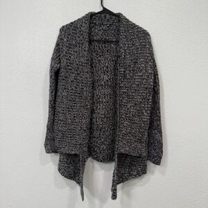 EXPRESS Open Front Chunky Knit‎ Cardigan Sweater Charcoal Black White M